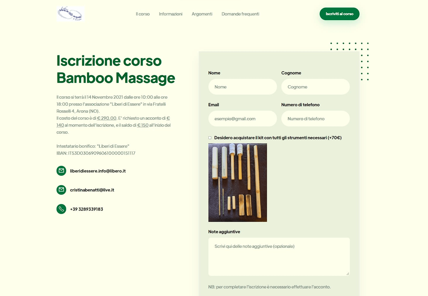 corsobamboomassage.it screenshot