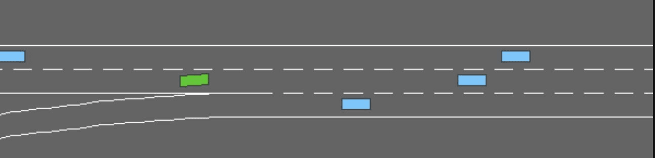 The merge scenario: an access ramp joining a two-lane highway.